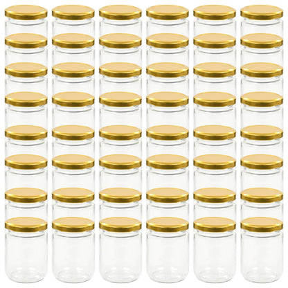 Vasi per Marmellata in Vetro Coperchio Oro 48 pz 230 ml