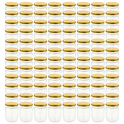 Vasi per Marmellata in Vetro Coperchio Oro 96 pz 230 ml