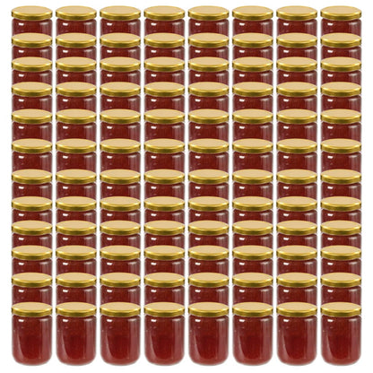 Vasi per Marmellata in Vetro Coperchio Oro 96 pz 230 ml