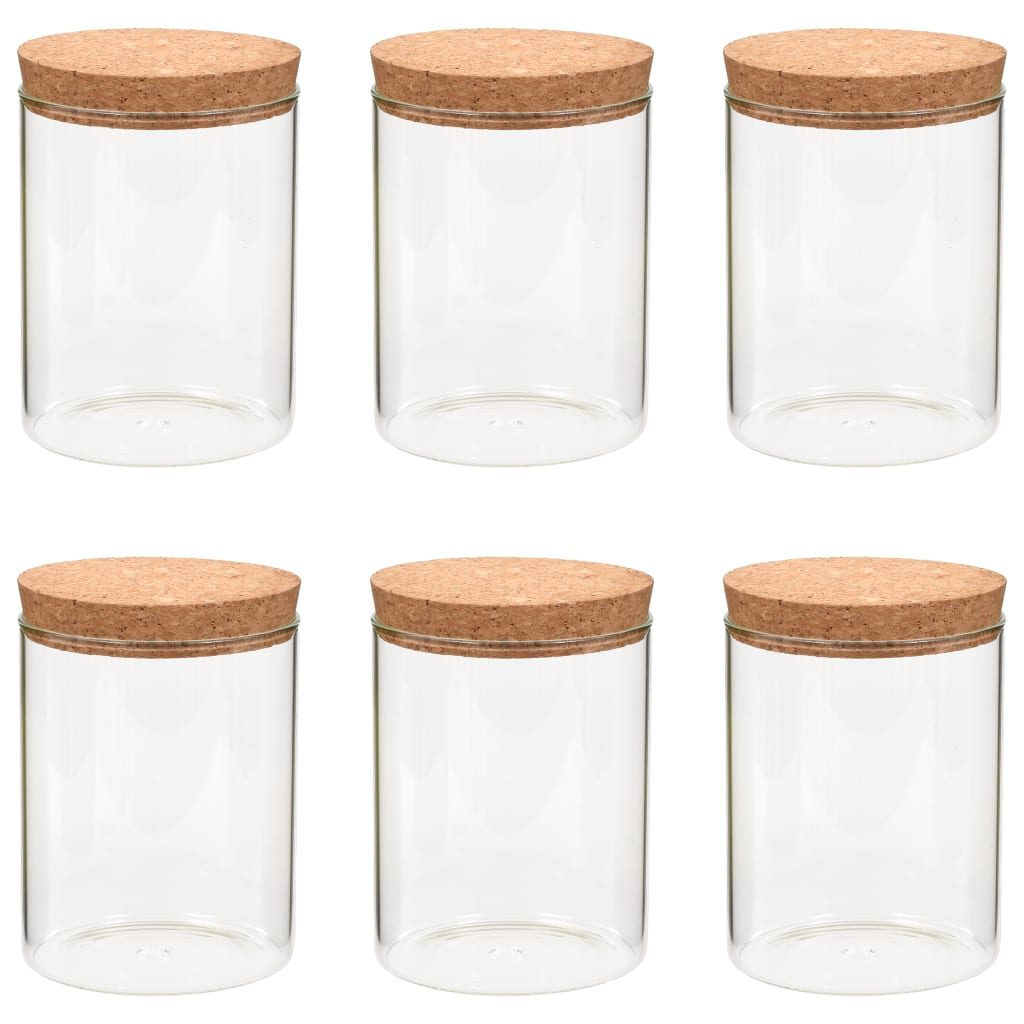 Barattoli in Vetro con Coperchio in Sughero 6 pz 650 ml