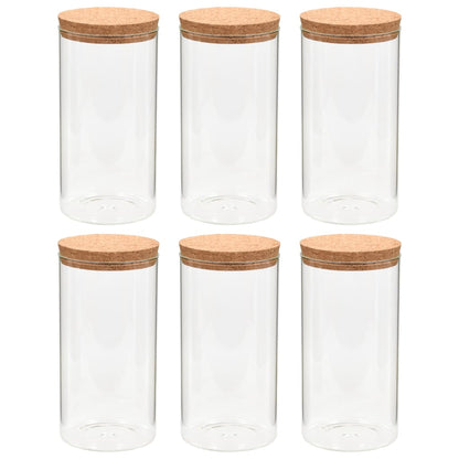 Barattoli in Vetro con Coperchio in Sughero 6 pz 1400 ml