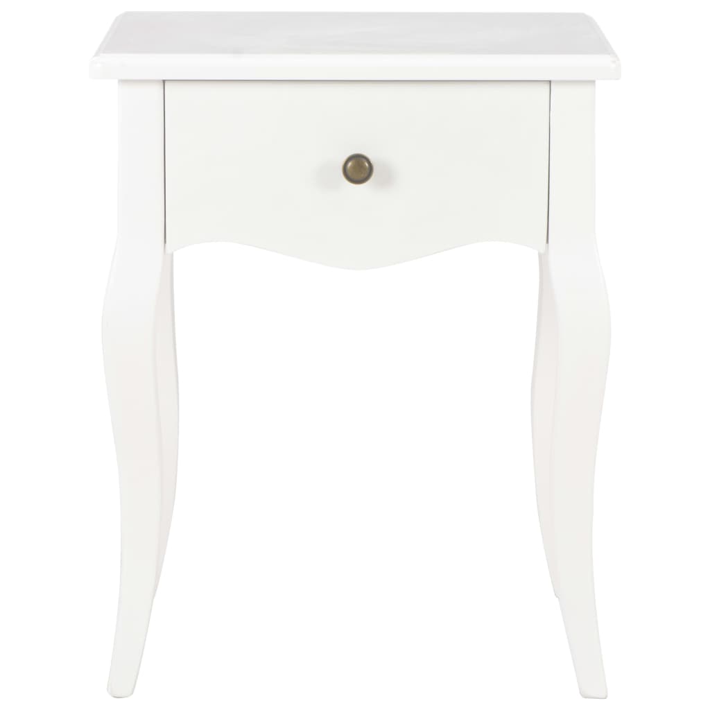 Comodino Bianco 40x30x50 cm in Legno Massello di Pino