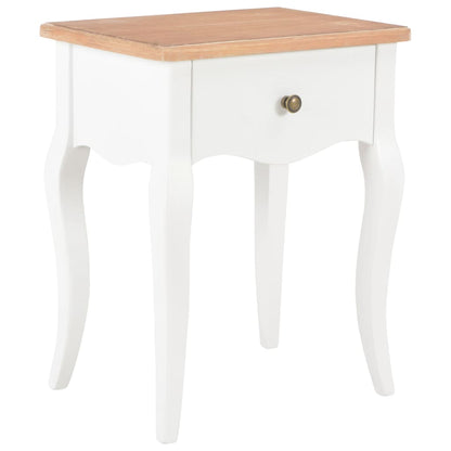Comodino Bianco e Marrone 40x30x50 cm in Legno Massello di Pino