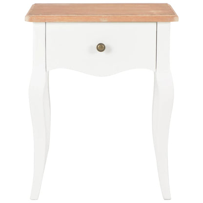 Comodino Bianco e Marrone 40x30x50 cm in Legno Massello di Pino