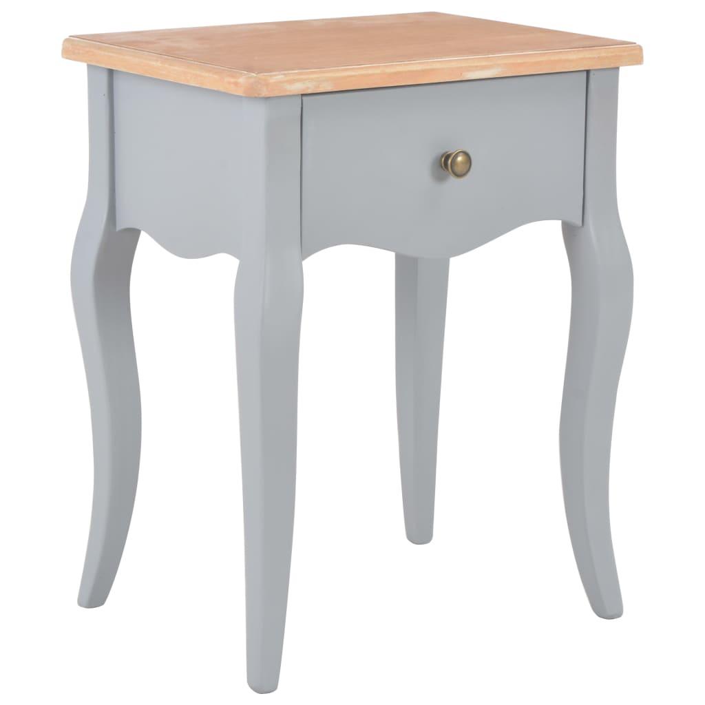 Comodino Grigio e Marrone 40x30x50 cm in Legno Massello di Pino