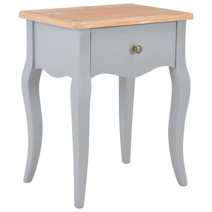 Comodino Grigio e Marrone 40x30x50 cm in Legno Massello di Pino