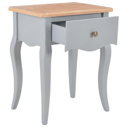 Comodino Grigio e Marrone 40x30x50 cm in Legno Massello di Pino