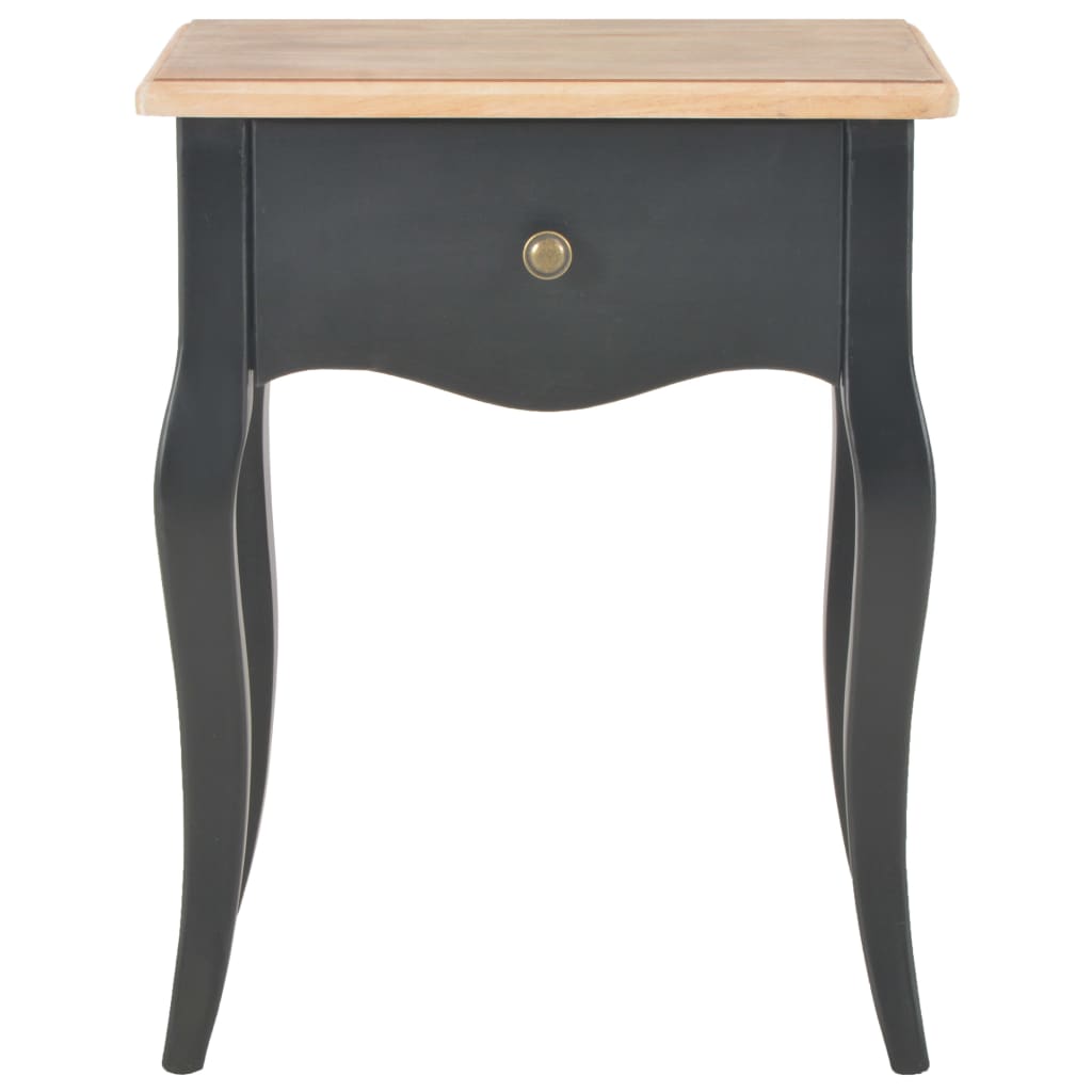 Comodino Nero e Marrone 40x30x50 cm in Legno Massello di Pino