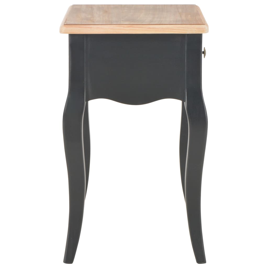 Comodino Nero e Marrone 40x30x50 cm in Legno Massello di Pino