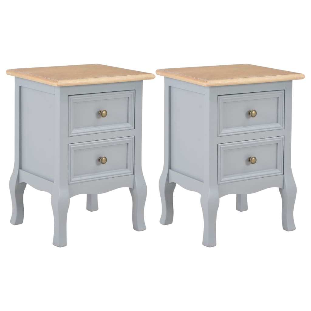 Comodini Grigi 2 pz 35x30x49 cm in MDF