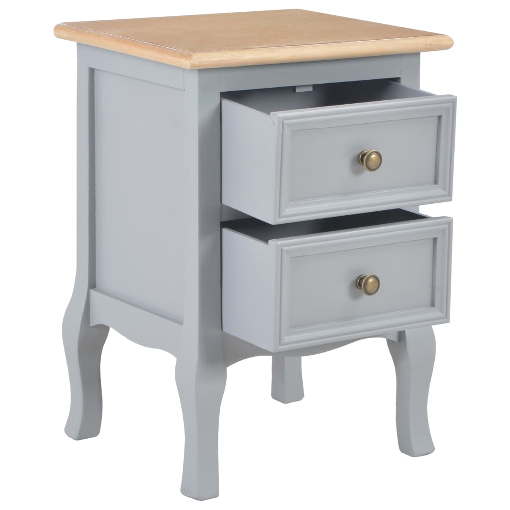 Comodini Grigi 2 pz 35x30x49 cm in MDF