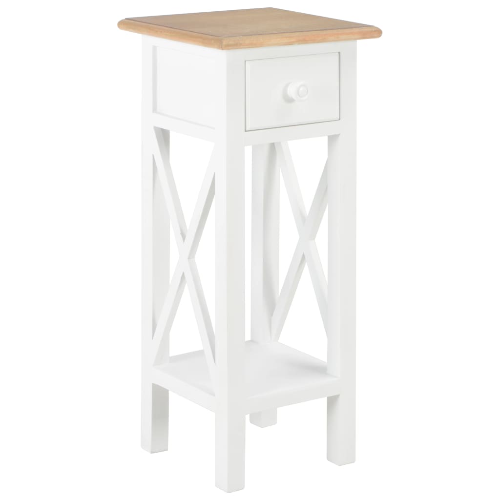 280057 Tavolino Laterale Bianco 27x27x65,5 cm in Legno