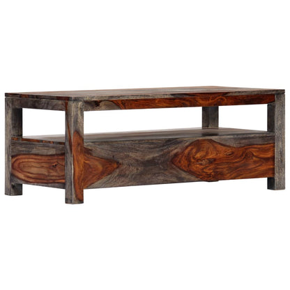 Tavolino da Caffè Grigio 100x50x40cm in Legno Massello Sheesham