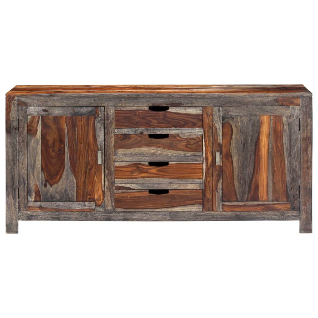 Credenza Grigia 160x40x75 cm in Legno Massello di Sheesham
