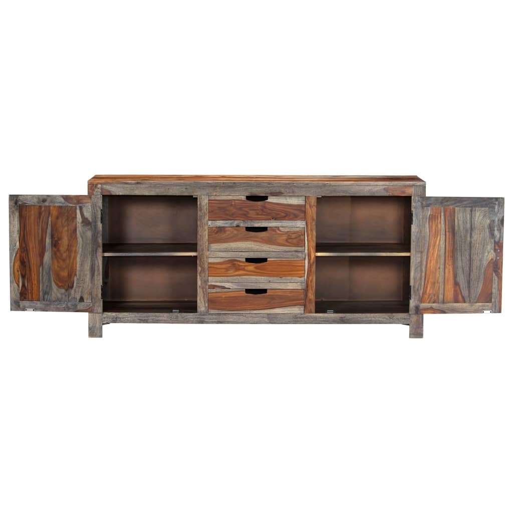 Credenza Grigia 160x40x75 cm in Legno Massello di Sheesham