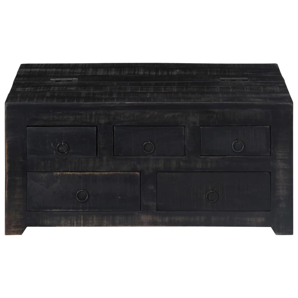 Tavolino da Salotto Nero 65x65x30 cm in Legno Massello di Mango
