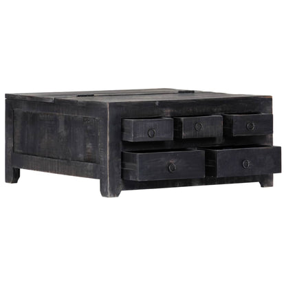 Tavolino da Salotto Nero 65x65x30 cm in Legno Massello di Mango