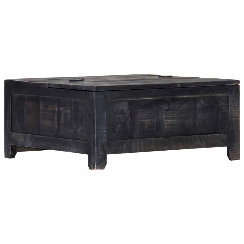 Tavolino da Salotto Nero 65x65x30 cm in Legno Massello di Mango