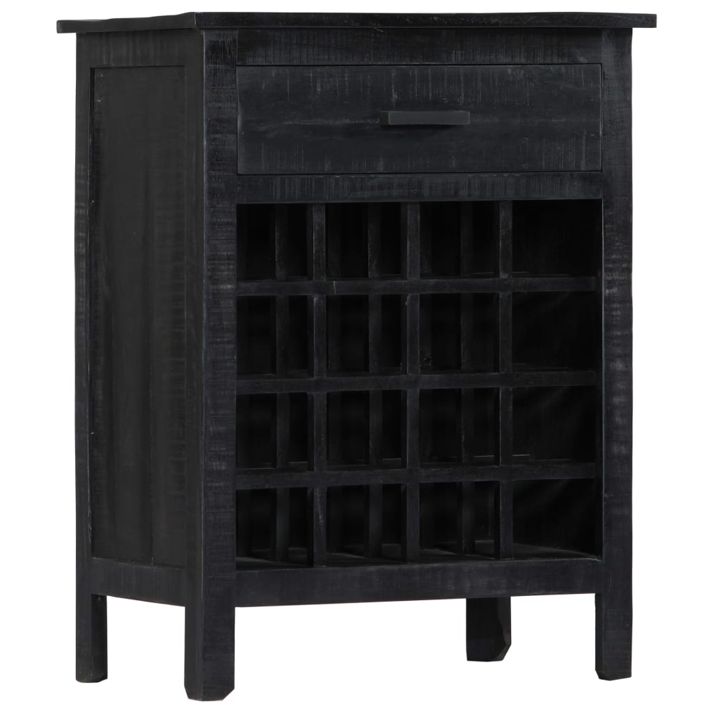 Portavino Nero 56x35x75 cm in Legno Massello di Mango