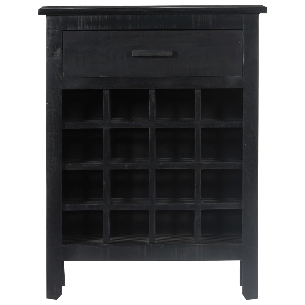 Portavino Nero 56x35x75 cm in Legno Massello di Mango