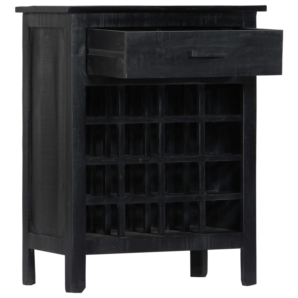 Portavino Nero 56x35x75 cm in Legno Massello di Mango