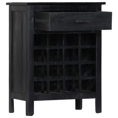 Portavino Nero 56x35x75 cm in Legno Massello di Mango