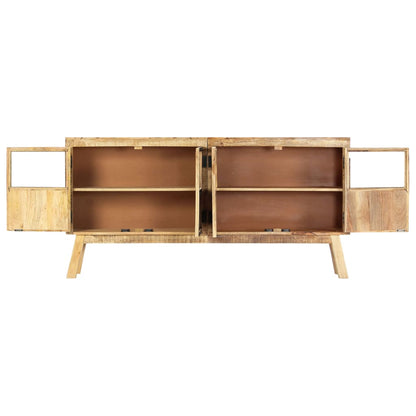 Credenza Marrone e Nera 160x30x80 cm Massello di Mango Grezzo