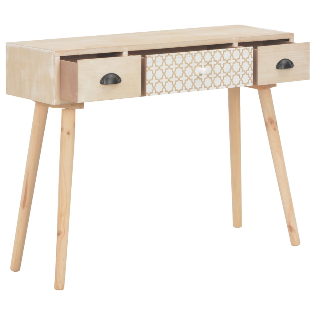 Tavolo Consolle con 3 Cassetti 100x30x73 cm in Massello di Pino