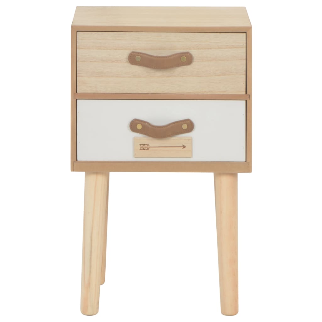 Comodino con 2 Cassetti 30x25x49,5 cm in Massello di Pino