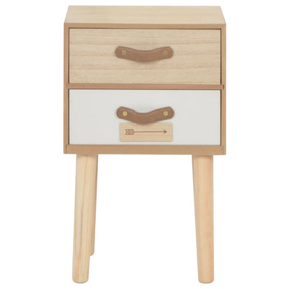 Comodino con 2 Cassetti 30x25x49,5 cm in Massello di Pino