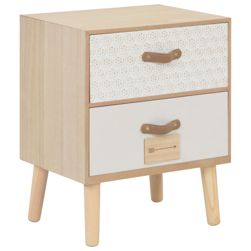 Comodino con 2 Cassetti 40x30x49,5 cm in Massello di Pino