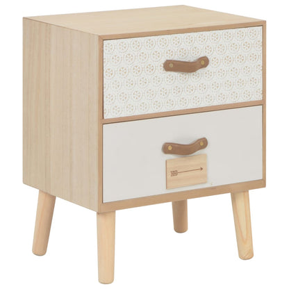 Comodino con 2 Cassetti 40x30x49,5 cm in Massello di Pino