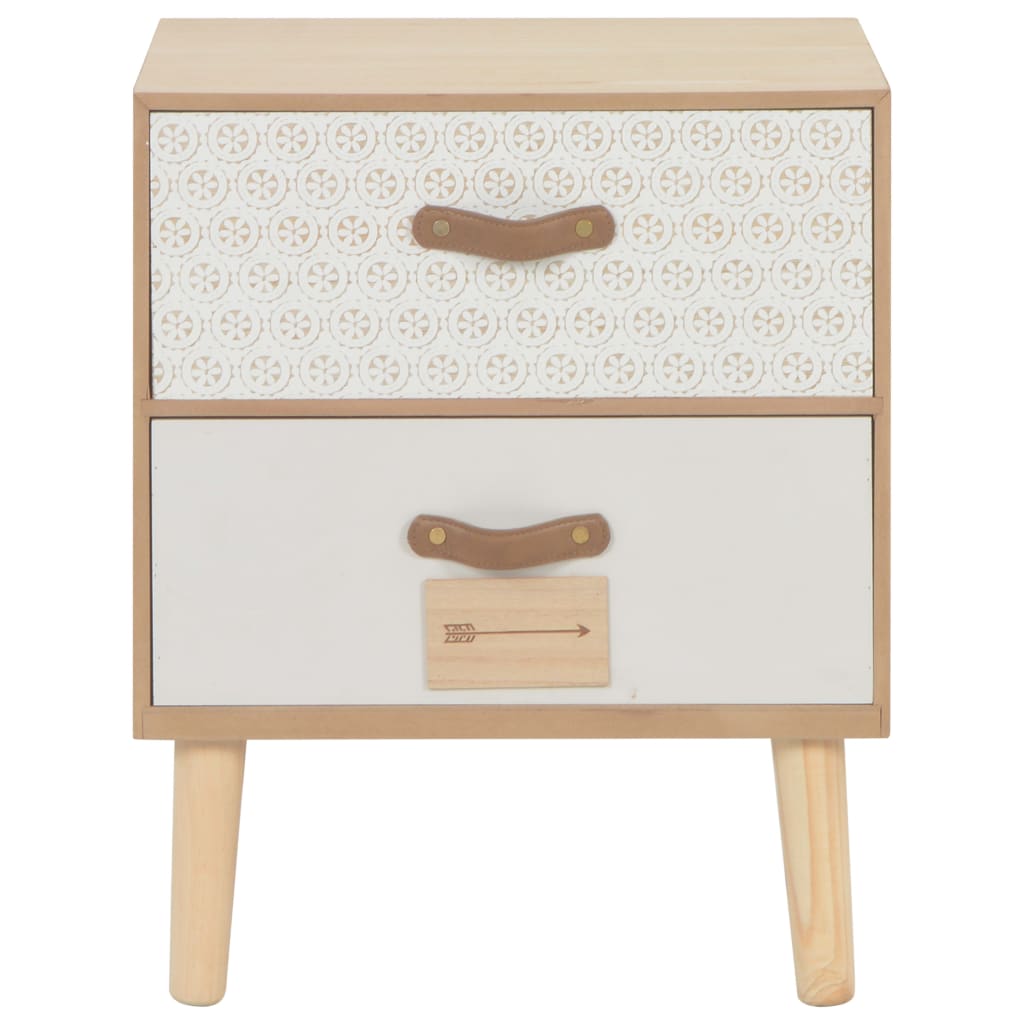 Comodino con 2 Cassetti 40x30x49,5 cm in Massello di Pino