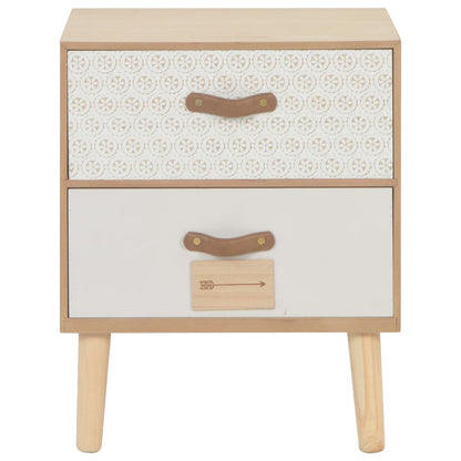 Comodino con 2 Cassetti 40x30x49,5 cm in Massello di Pino