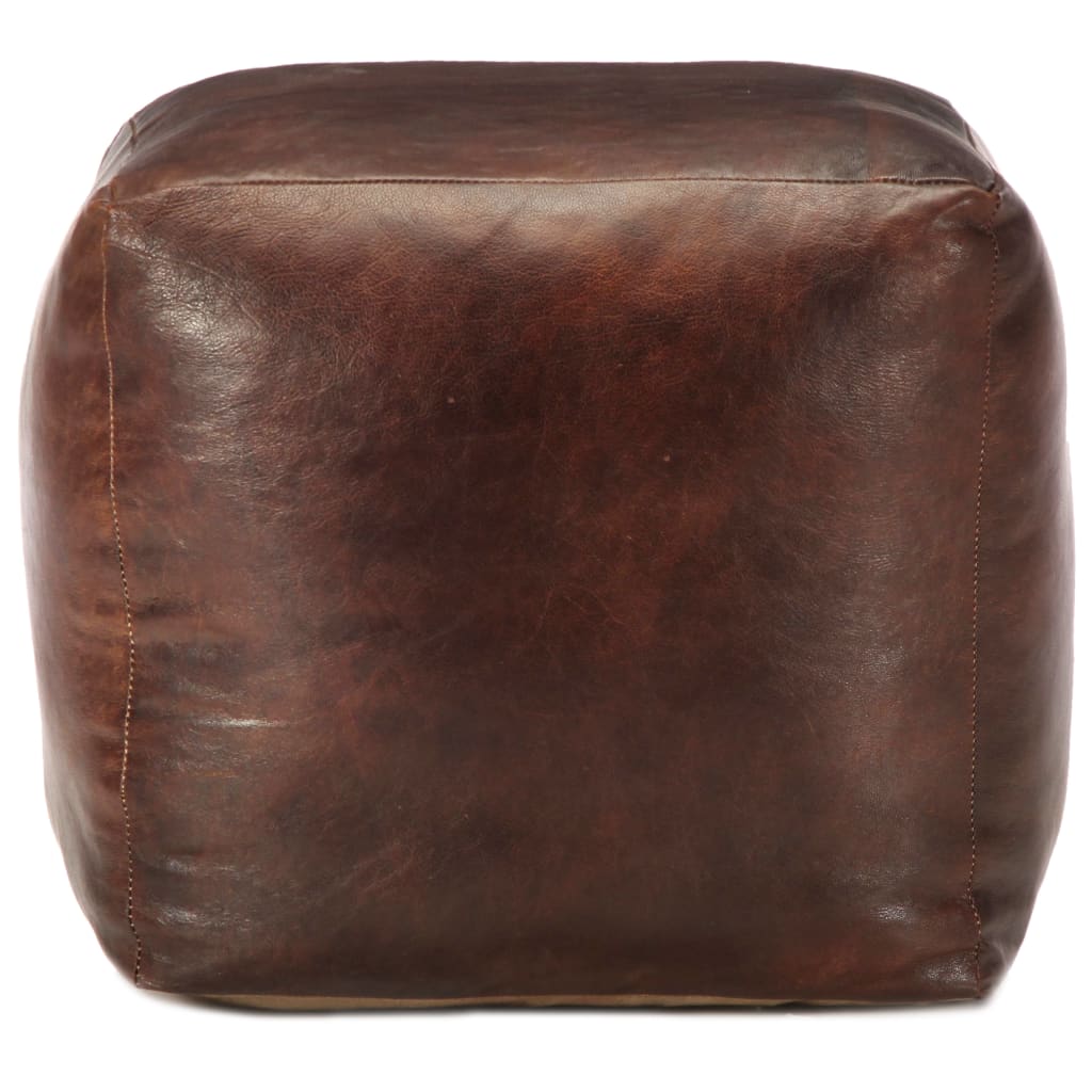 Pouf Marrone Scuro 40x40x40 cm in Vera Pelle di Capra