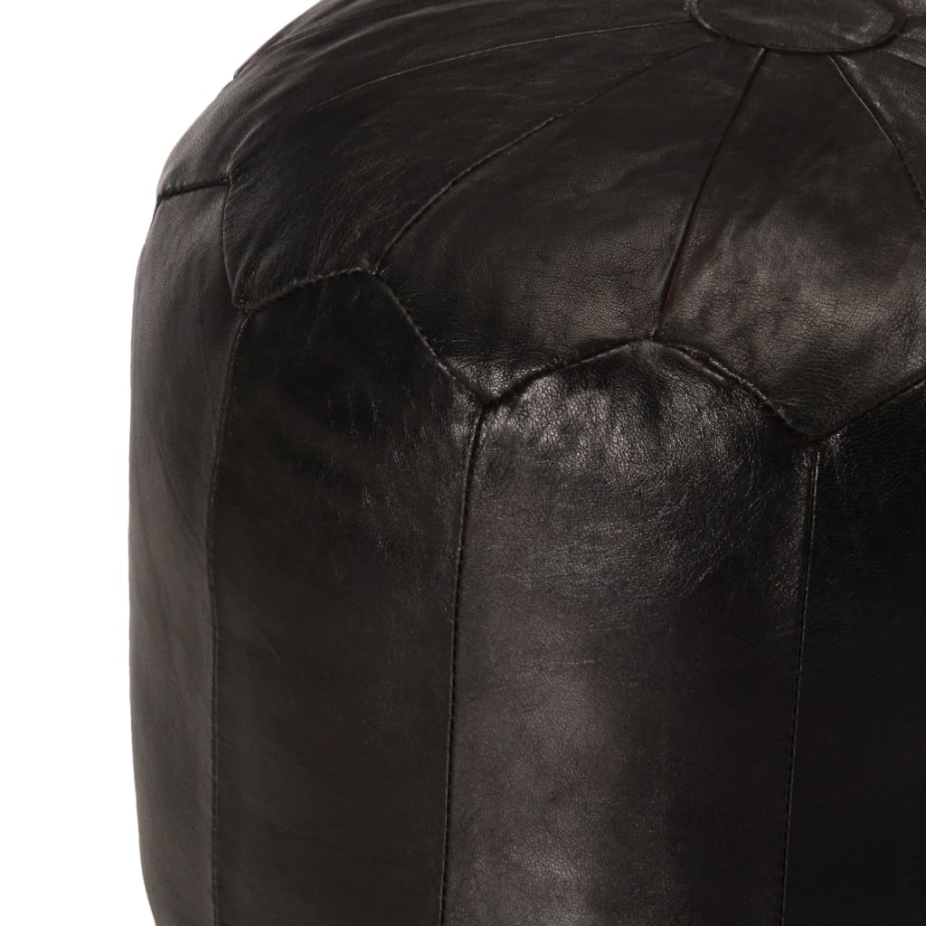 Pouf Nero 40x35 cm in Vera Pelle di Capra