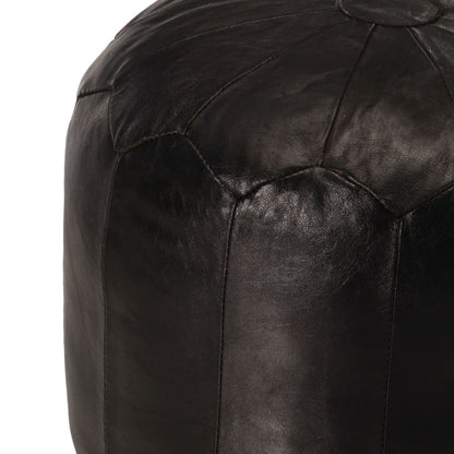 Pouf Nero 40x35 cm in Vera Pelle di Capra