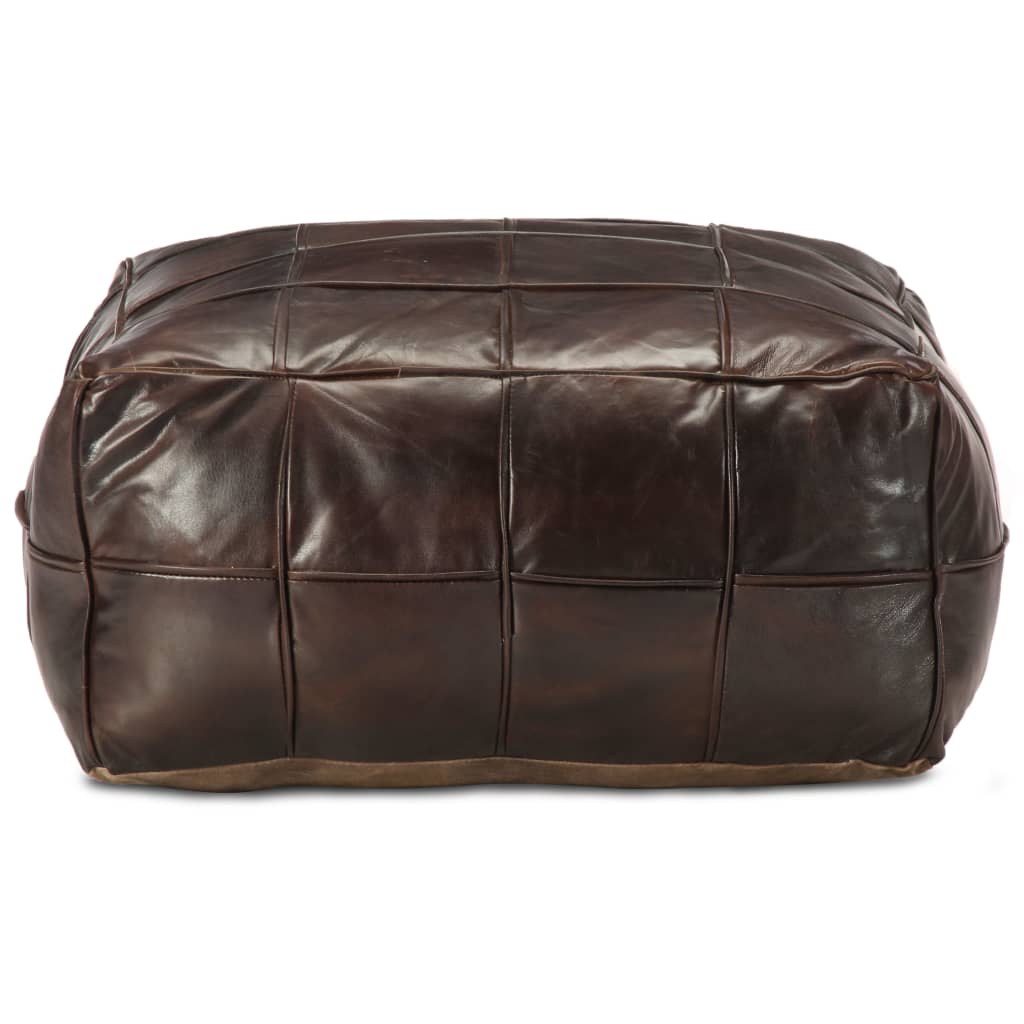 Pouf Marrone Scuro 60x60x30 cm in Vera Pelle di Capra