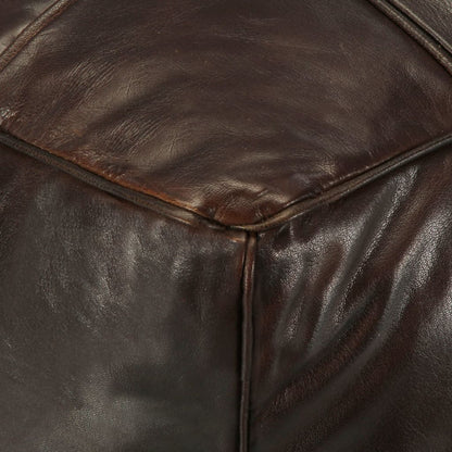 Pouf Marrone Scuro 60x60x30 cm in Vera Pelle di Capra
