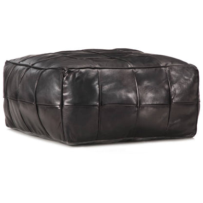 Pouf Nero 60x60x30 cm in Vera Pelle di Capra