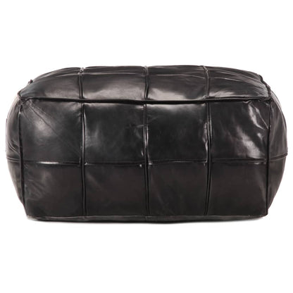 Pouf Nero 60x60x30 cm in Vera Pelle di Capra