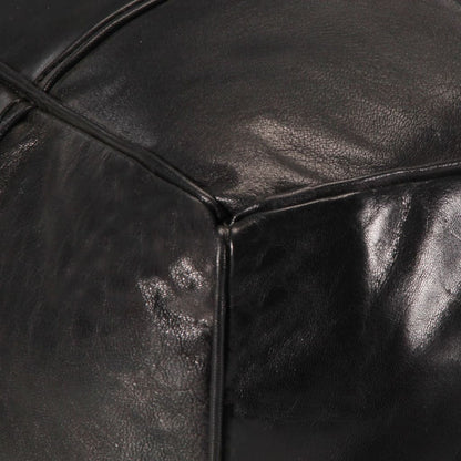 Pouf Nero 60x60x30 cm in Vera Pelle di Capra