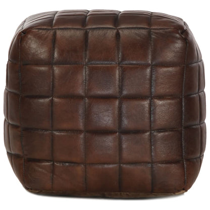 Pouf Marrone Scuro 40x40x40 cm in Vera Pelle di Capra
