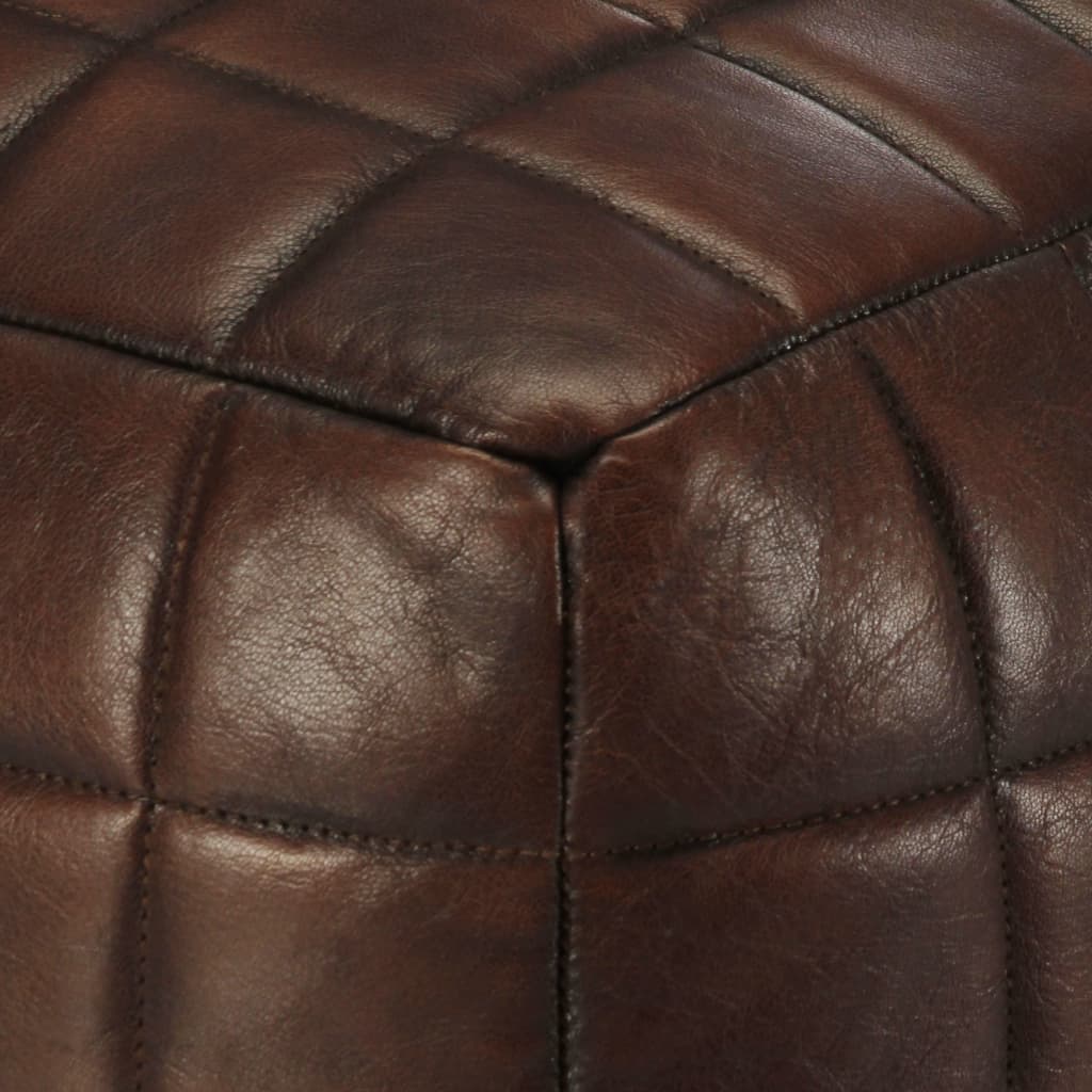 Pouf Marrone Scuro 40x40x40 cm in Vera Pelle di Capra