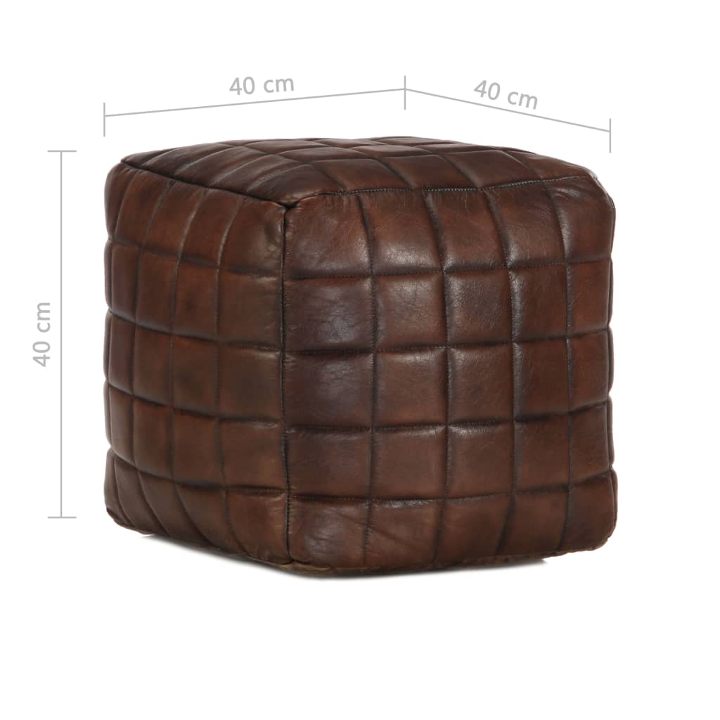 Pouf Marrone Scuro 40x40x40 cm in Vera Pelle di Capra