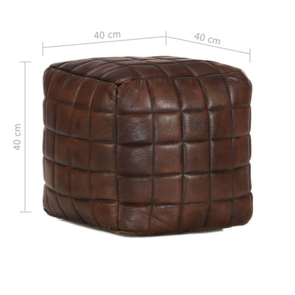 Pouf Marrone Scuro 40x40x40 cm in Vera Pelle di Capra