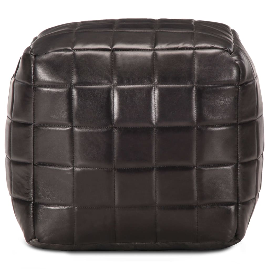 Pouf Nero 40x40x40 cm in Vera Pelle di Capra