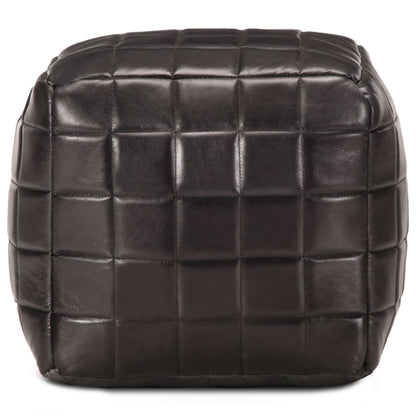 Pouf Nero 40x40x40 cm in Vera Pelle di Capra