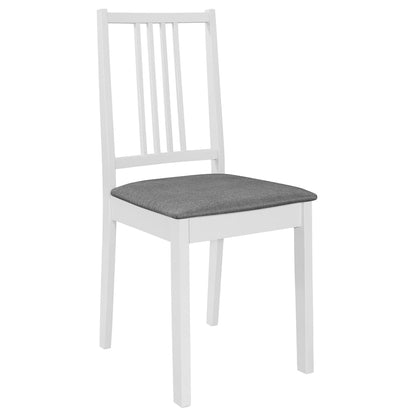 Sedie da Pranzo con Cuscini 4 pz Bianche in Legno Massello