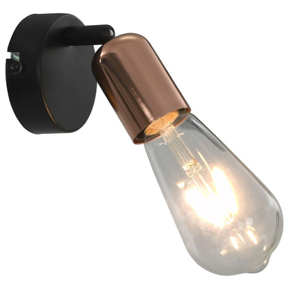 Faretti 2 pz con Lampadine a Incandescenza 2 W Nero e Rame E27